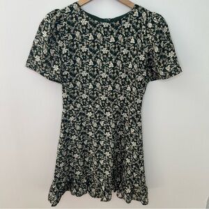 VICI from Nordstrom Dark Green Floral Dress with Metallic Stripe, Size XS